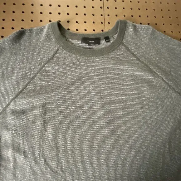 Vince Cashmere Wool LS Pullover Sweater Jumper Geometric Green XXL Men EUC